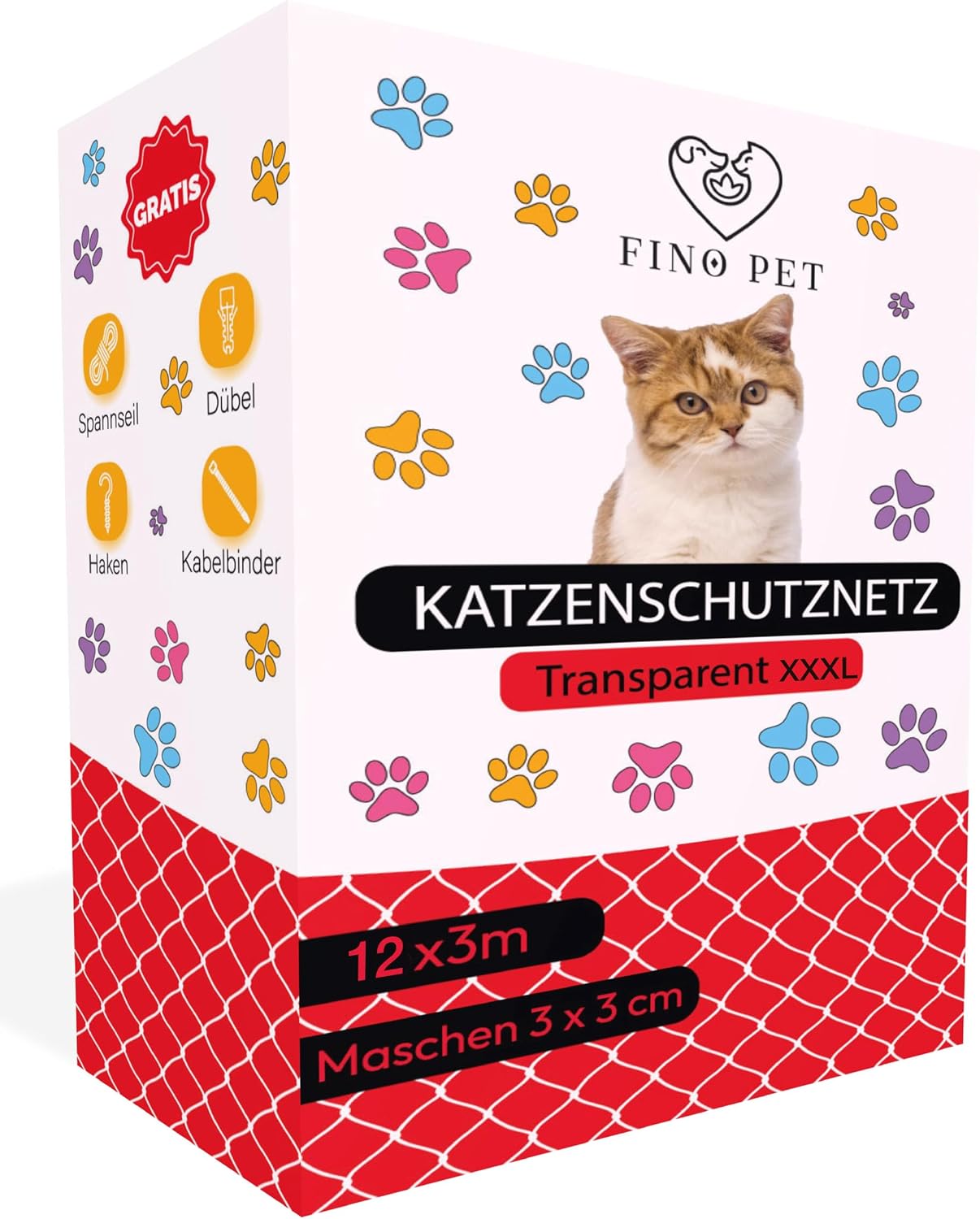 Katzennetz transparent – 12 × 3 m