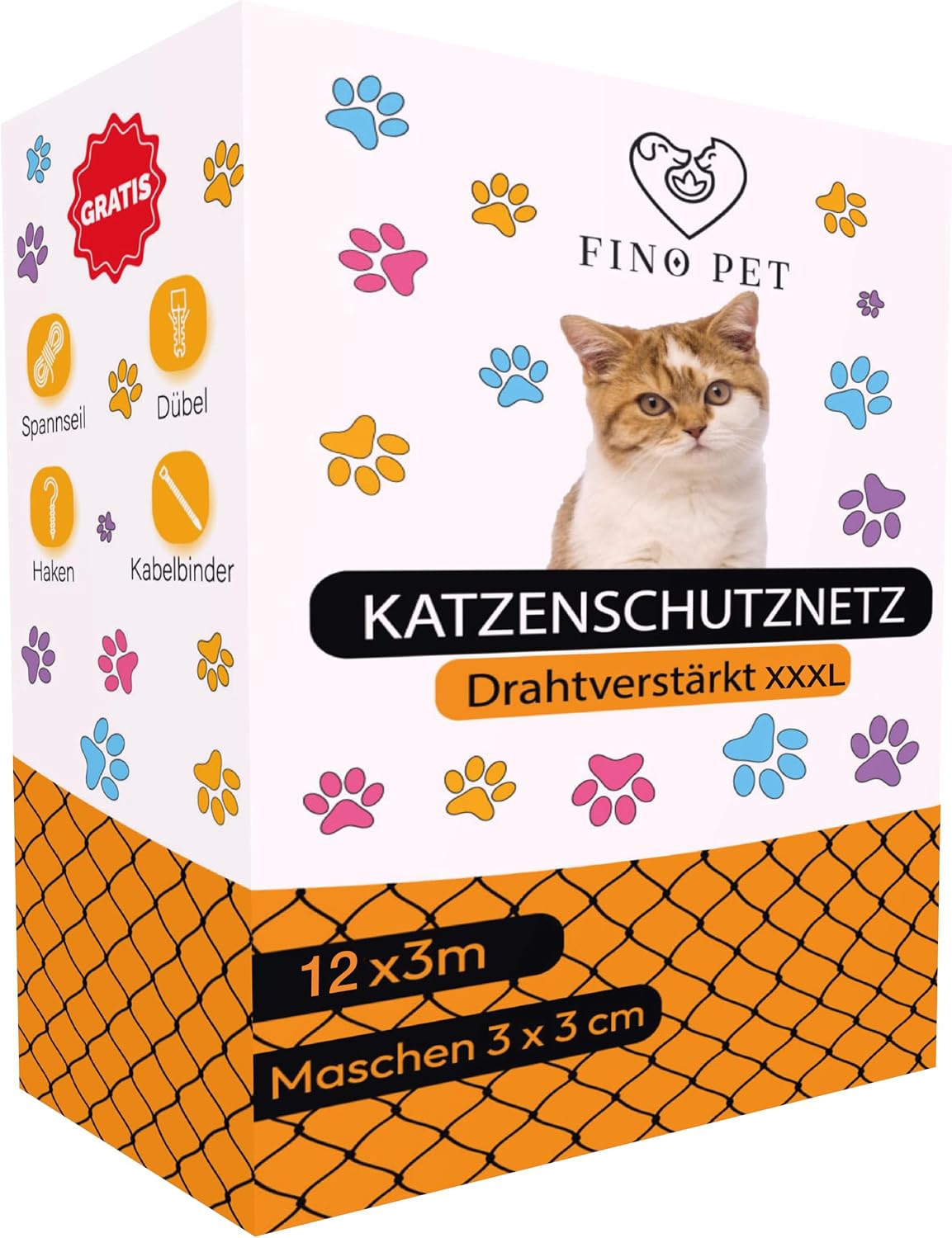 Katzennetz drahtverstärkt – 12 × 3 m